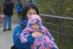 Christine holding a bundled up Katherine