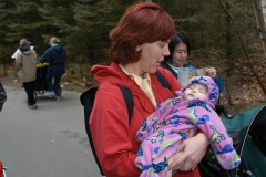 Tina holding a sleeping Katherine